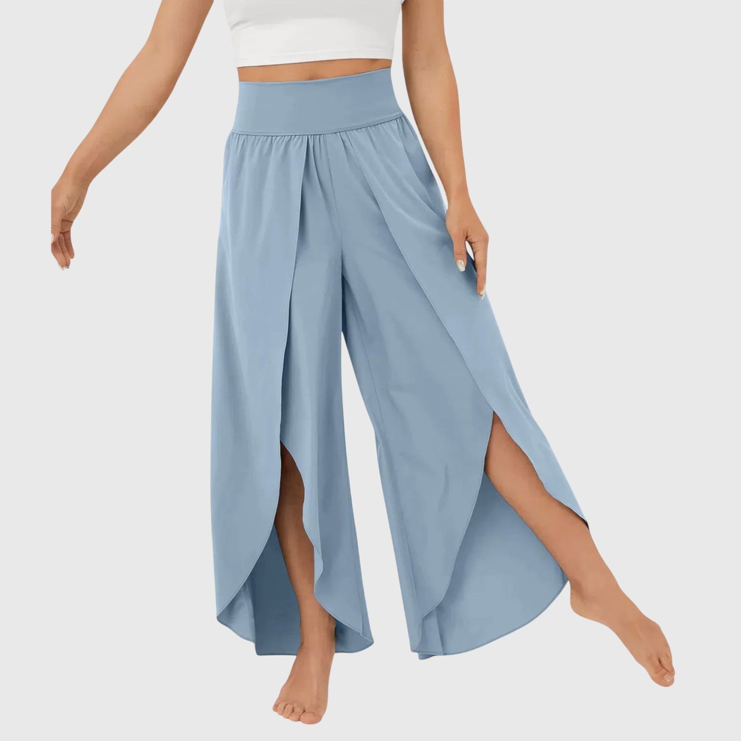 Damen Boho-Hose Weit Bequem Schlitz