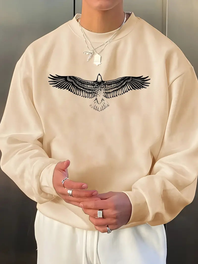 Herren T-Shirt Rundhals Adler-Print Grob - IdealeKleiden