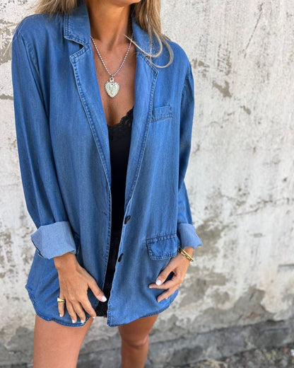 Modischer Denim Blazer Relaxed Fit