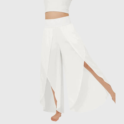 Damen Boho-Hose Weit Bequem Schlitz