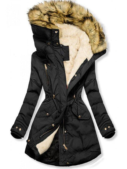 Weiche Winterjacke mit Plüschfutter Damen - IdealeKleiden
