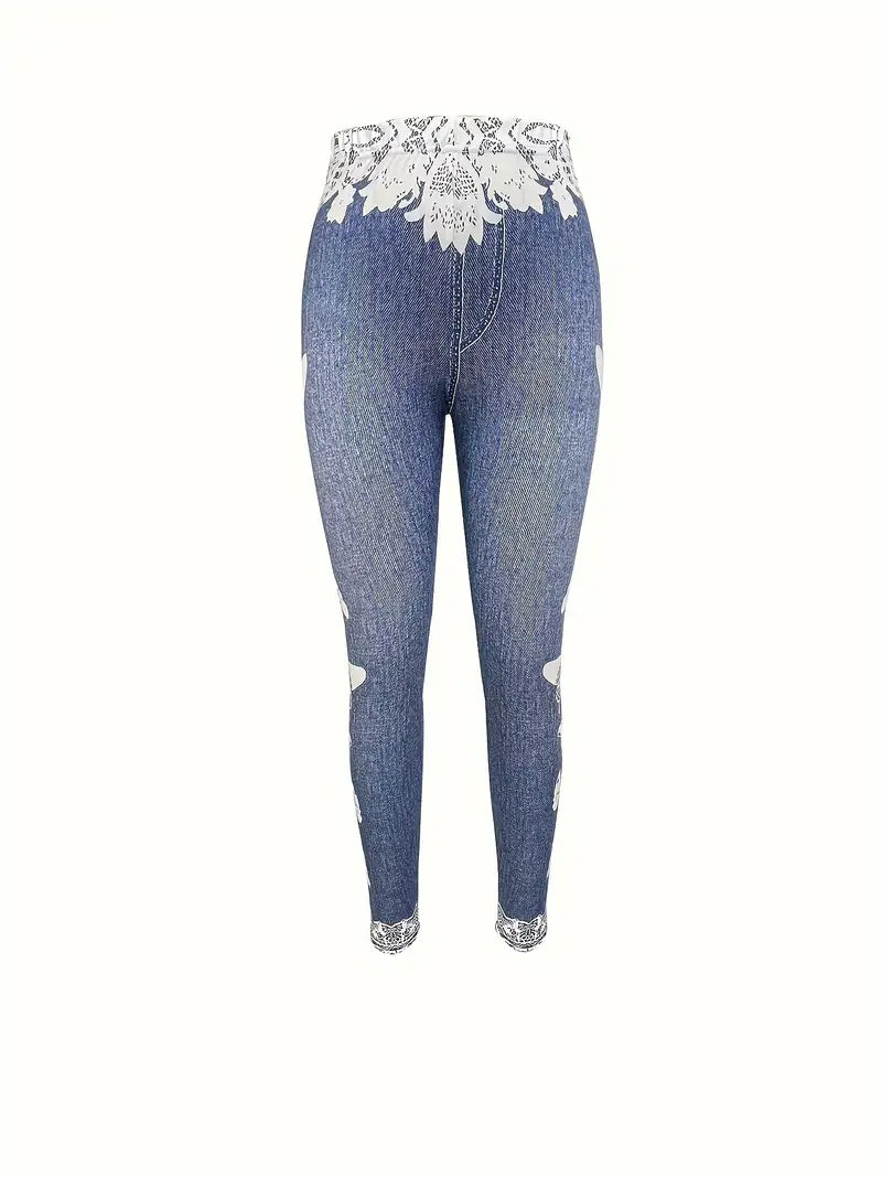 Schmale Leggings Schmetterling Muster Damen