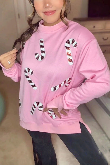 Weihnachten Sweatshirt Rundhals Glitzer Effekt