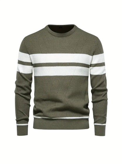 Herren Pullover Streifenmuster Modern - IdealeKleiden