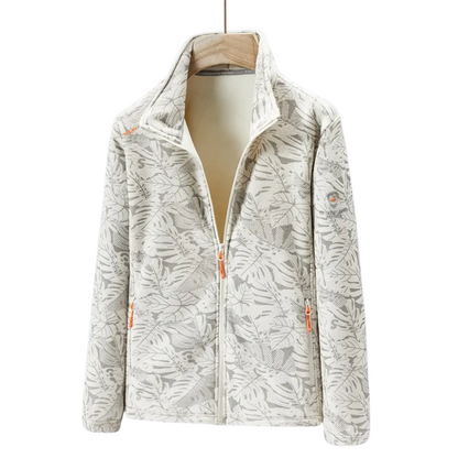 Damen Fleecejacke Winddicht mit Blumenmuster
