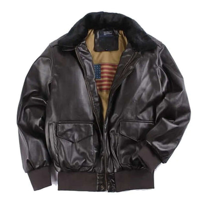Herren Lederjacke Biker Style Taschen