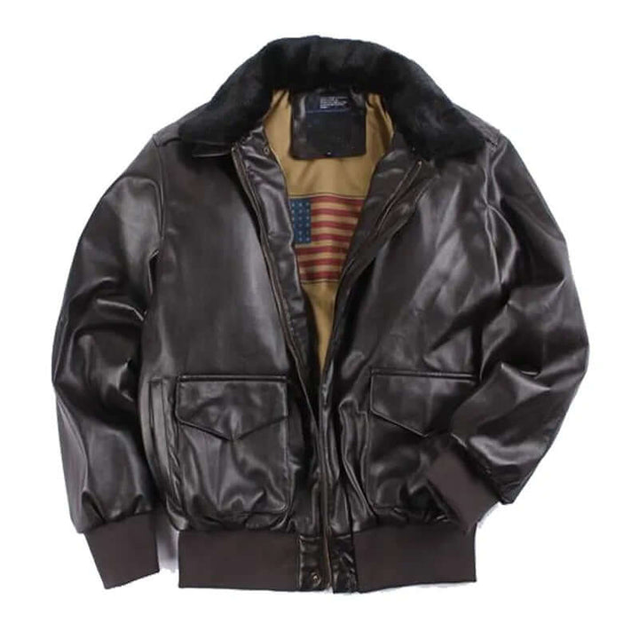 Herren Lederjacke Biker Style Taschen