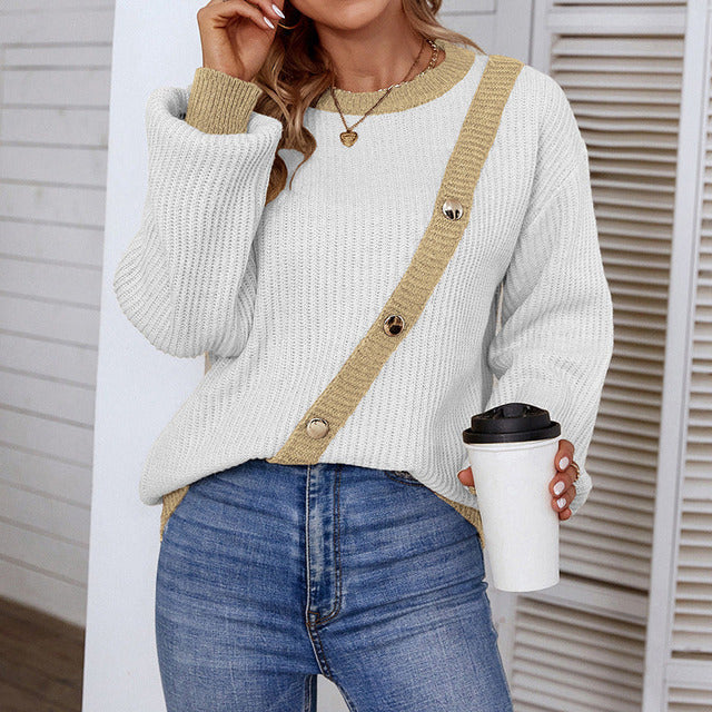 Stylische Pullover Kontrastfarben Trendy