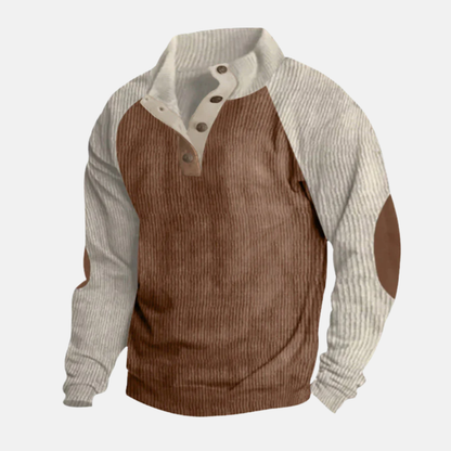 Bequemer Pullover mit Ripp Ärmeln und Stehkragen