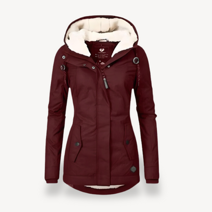 Wasserdichte Damenwinterjacke mit Kapuze