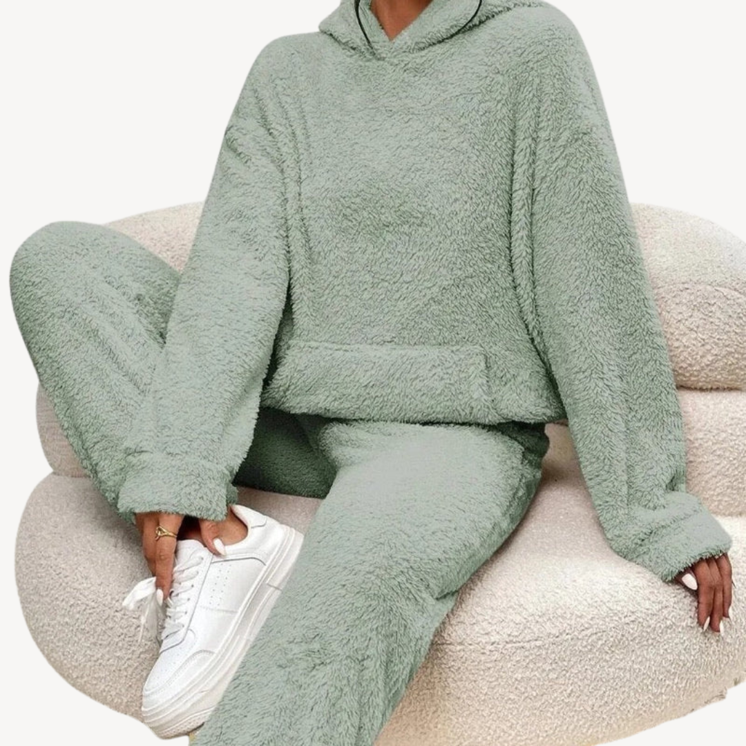 Damen Fleece Trainingsanzug Bequem Sportlich