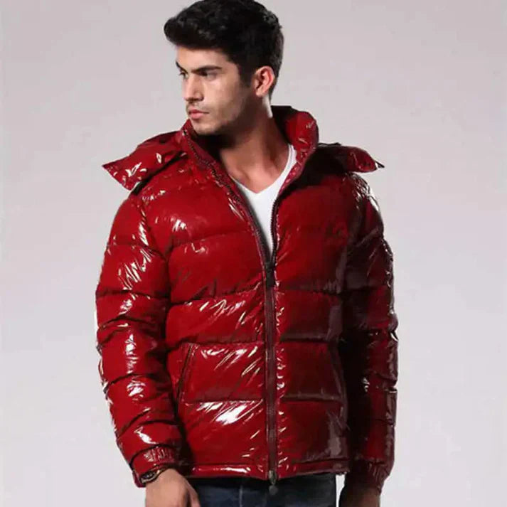 Herren Pufferjacke Glänzend Wasserabweisend