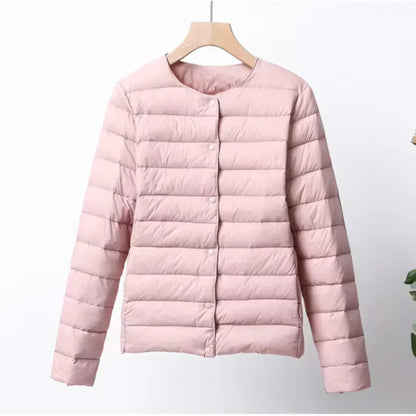 Leichte Daunenjacke Slim Fit Knopfverschluss Hüftlang