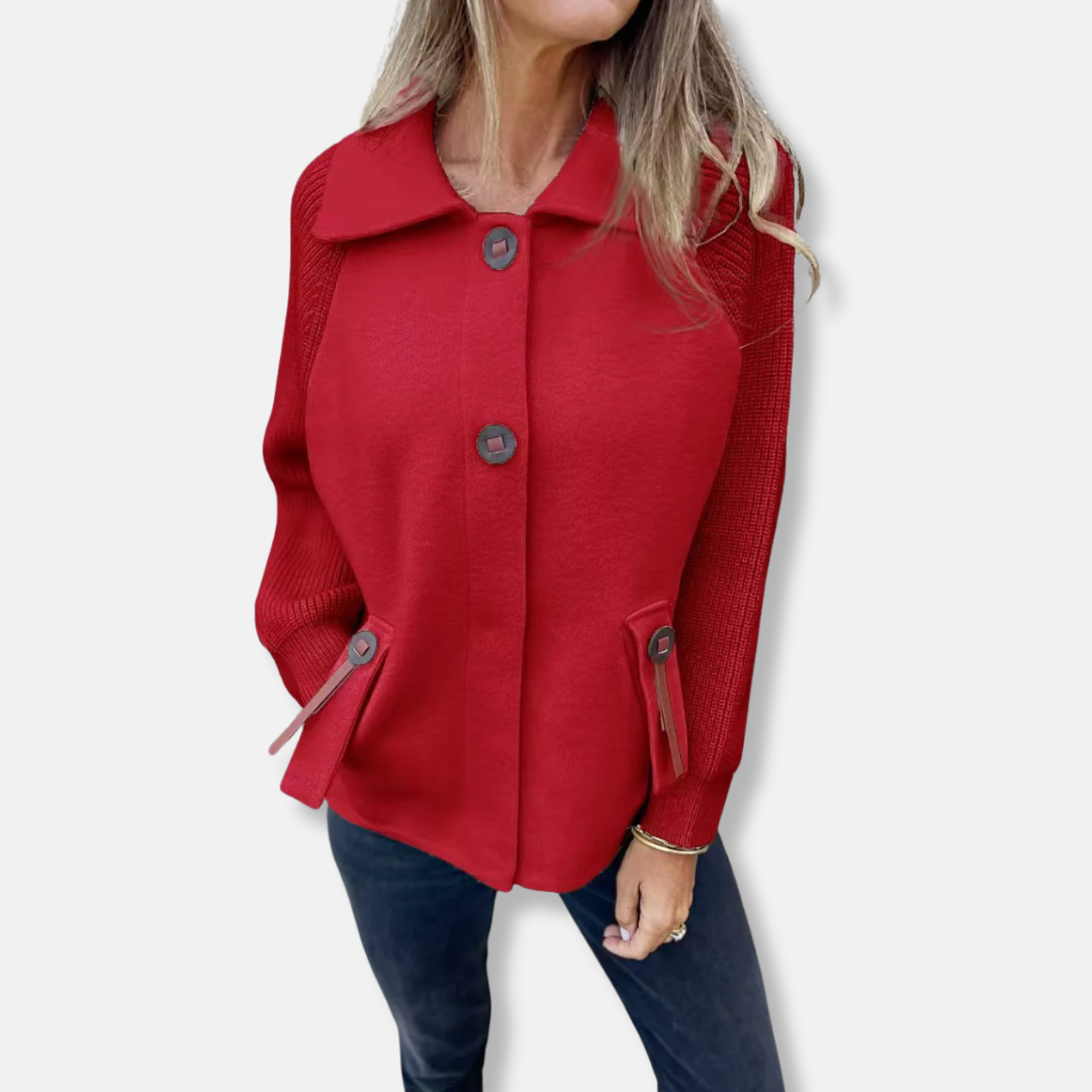 Lässige Damenjacke Gestrickt mit Knopfverschluss
