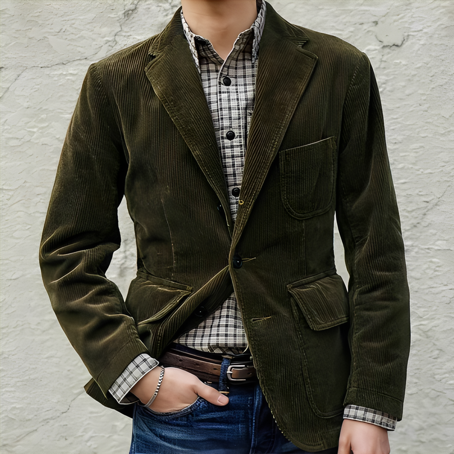 Herren Wolljacke Bequem Mit Taschen