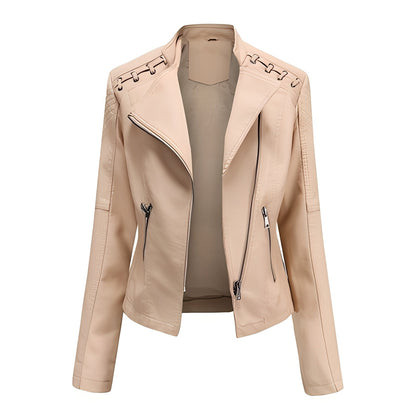 Stilvolle Damen Lederjacke Kurz Elegant - IdealeKleiden