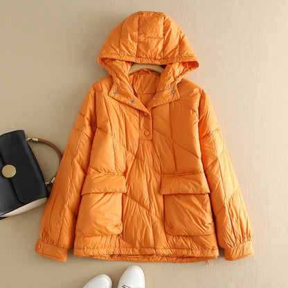 Stylische Daunenjacke Damen Kapuze Farbenfroh