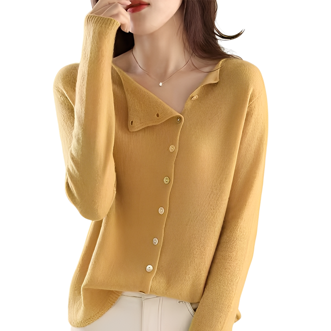 Bequeme Strickjacke Damen Wolle Langarm