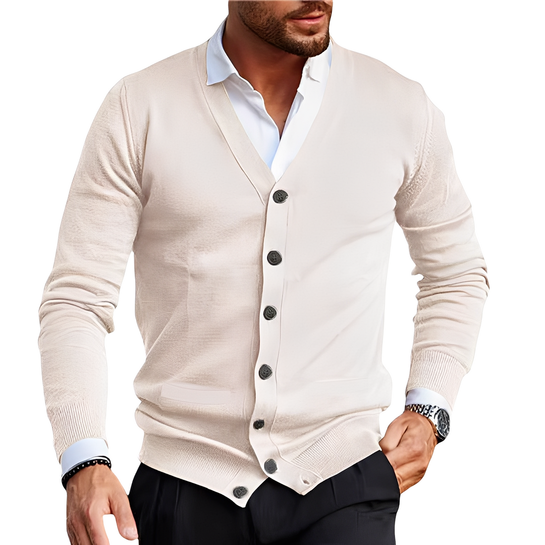 Bequemer Herren Cardigan Elegant Schwarz - IdealeKleiden
