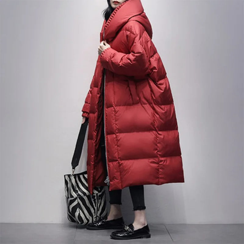 Elegante Winterjacke Damen Langfellmantel