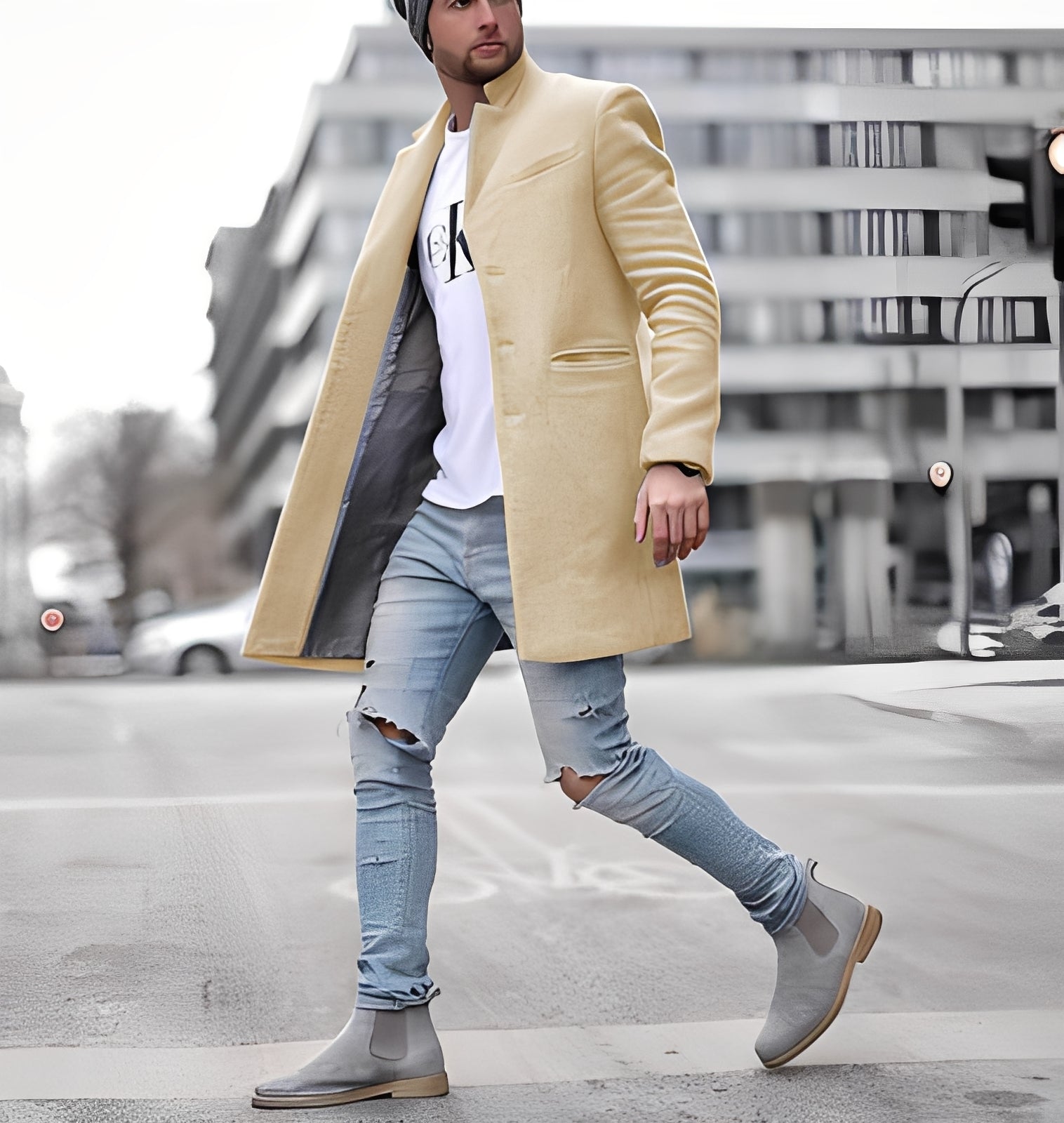 Stylisher Wollmantel Herren Lang - IdealeKleiden
