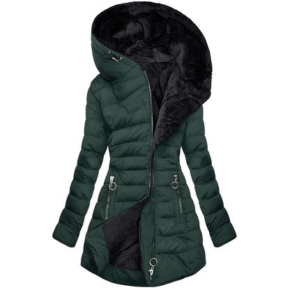 Stylische Damenwinterjacke mit Kapuze