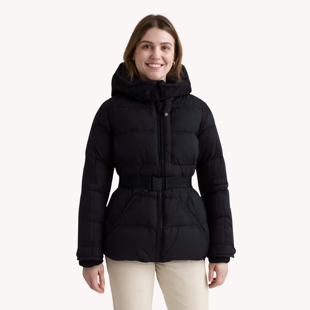 Damen Gürteltasche mit Stylisher Pufferjacke - IdealeKleiden