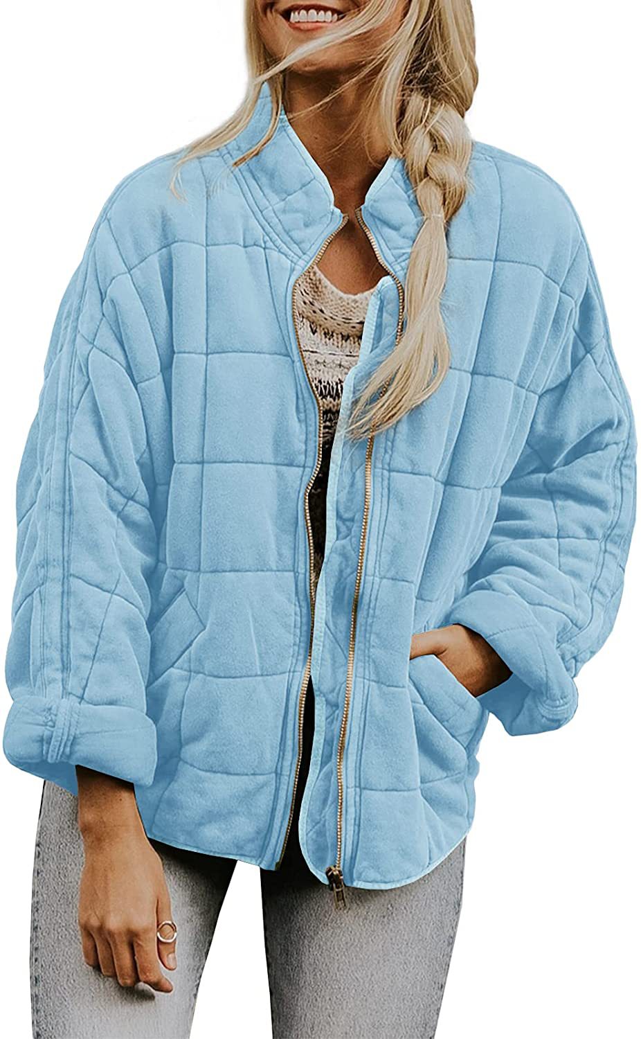 Frauen Winterjacke Plaid Mit Taschen