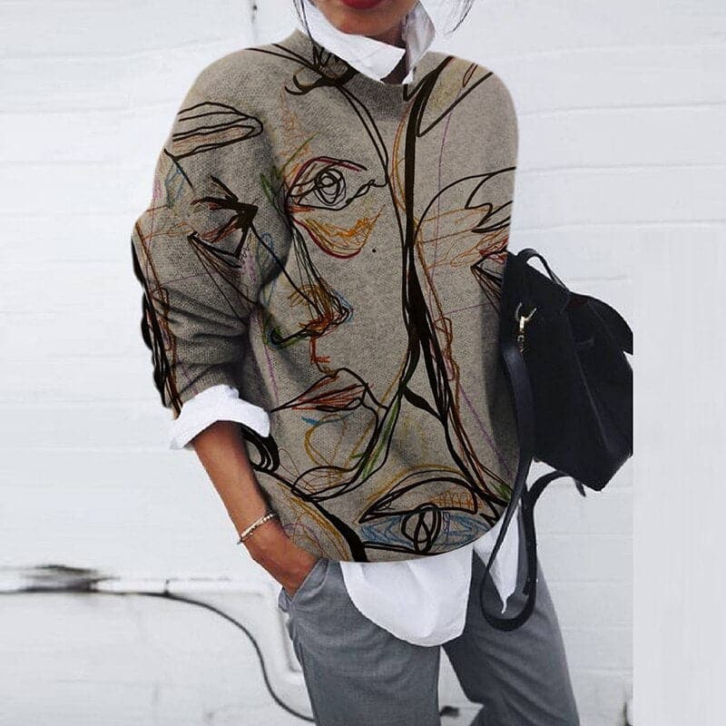 Bequemes Sweatshirt mit Grafikdruck und Rundhals