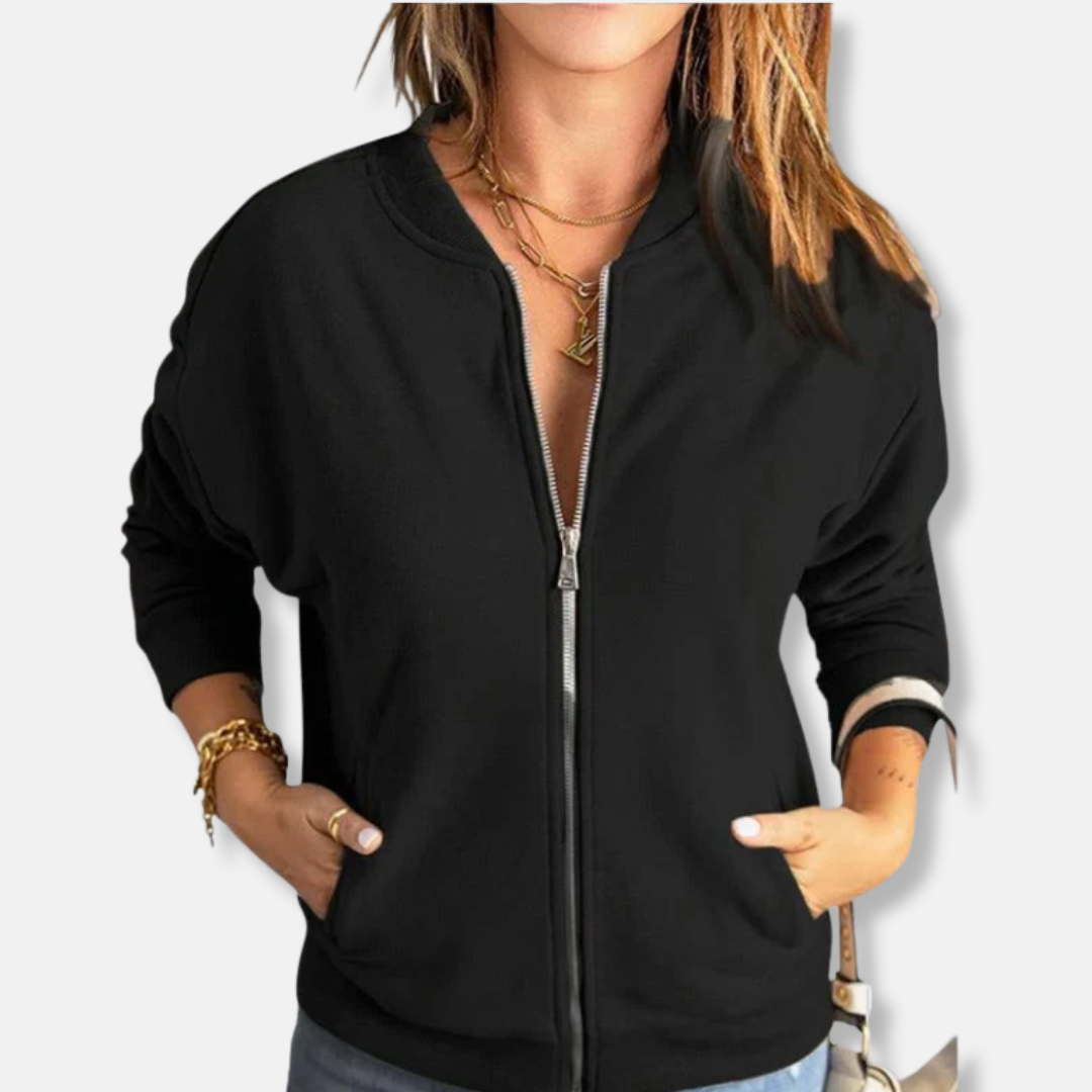 Leichte Jacke Mit Reißverschluss Und Rippkante Lässig