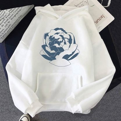 Große Kapuzenpullover Weich Baumwolle Trendy Grafikdruck