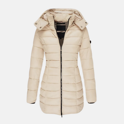 Slim Fit Pufferjacke Mittellang Kapuze