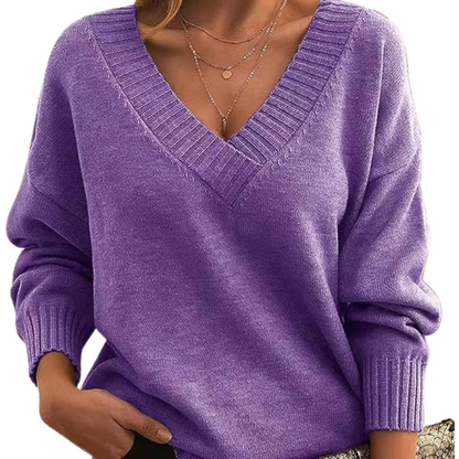 Stylisher V-Ausschnitt Pullover Frauen