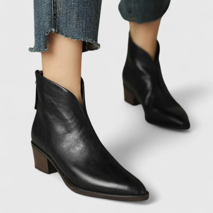 Elegante Stiefeletten Damen Höhe Blockabsatz