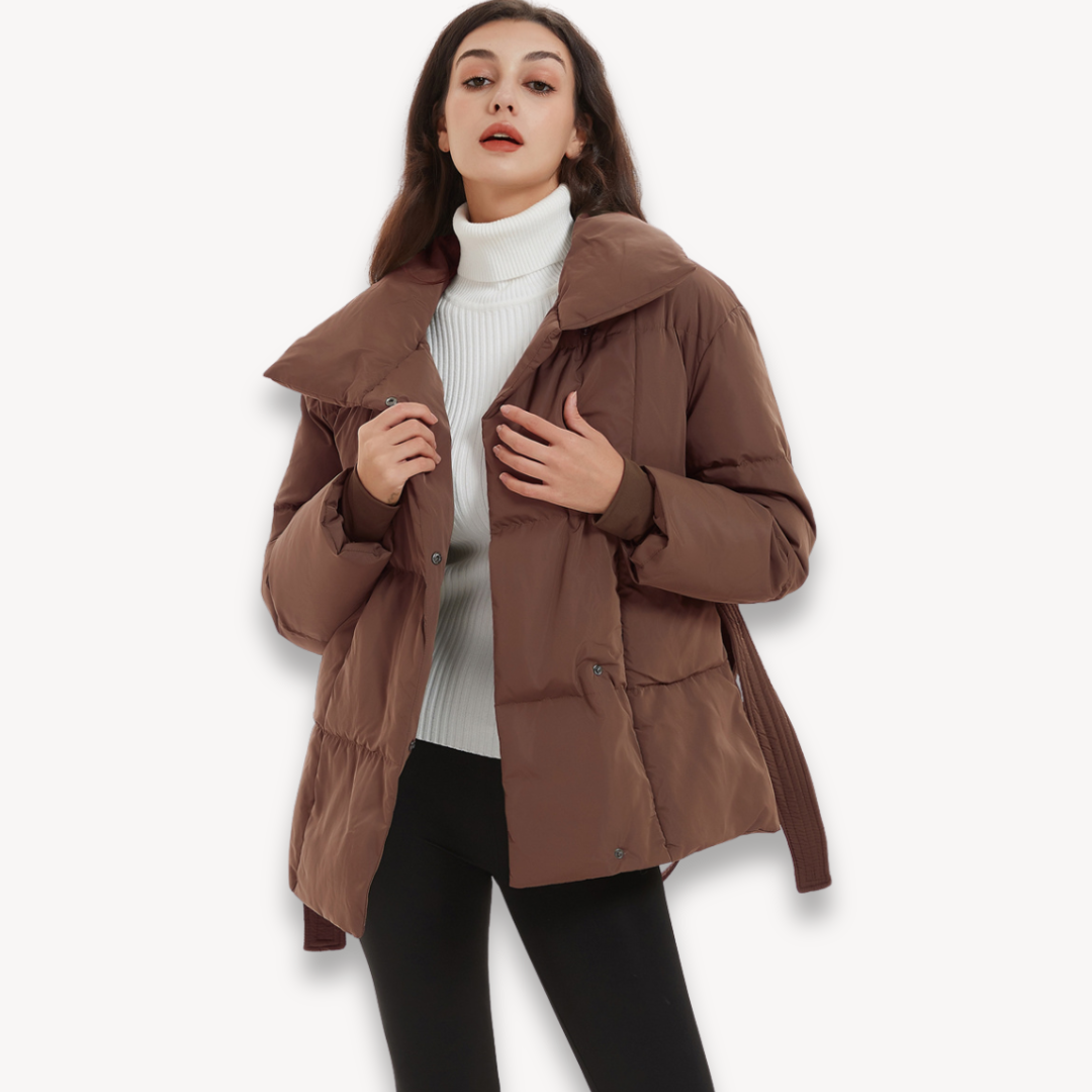 Stylische Winterjacke Damen Gurtel Waistcoat
