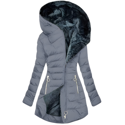 Warmes Winterkleid Frauen Plüschmantel Kapuze