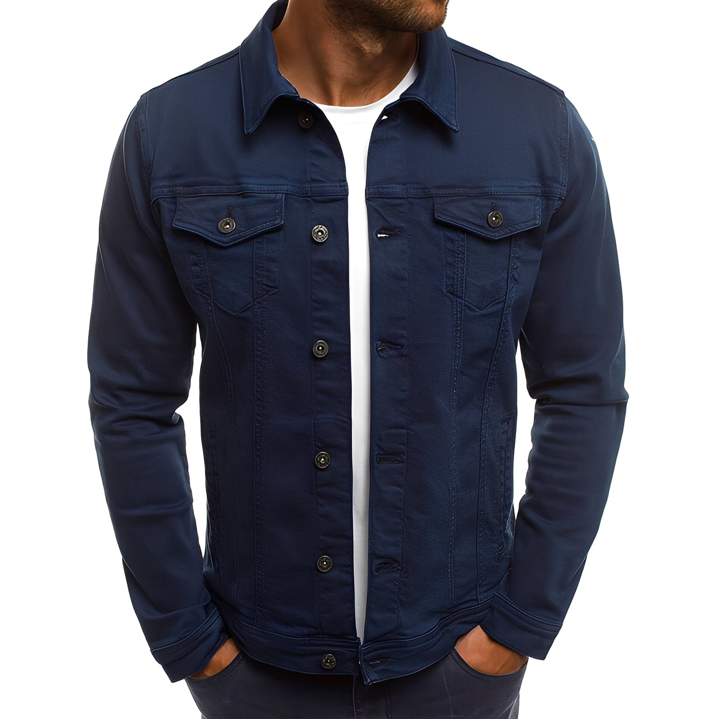 Männer Denimjacke Modern mit Taschen