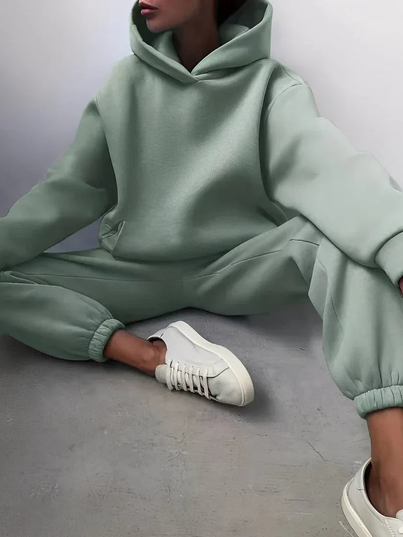 Damen Jogginganzug Kapuze Soft Pastell