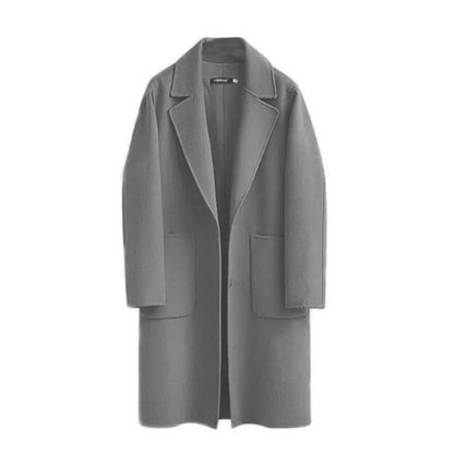 Eleganter Trenchcoat Wollmischung Lockere Passform Längs - IdealeKleiden