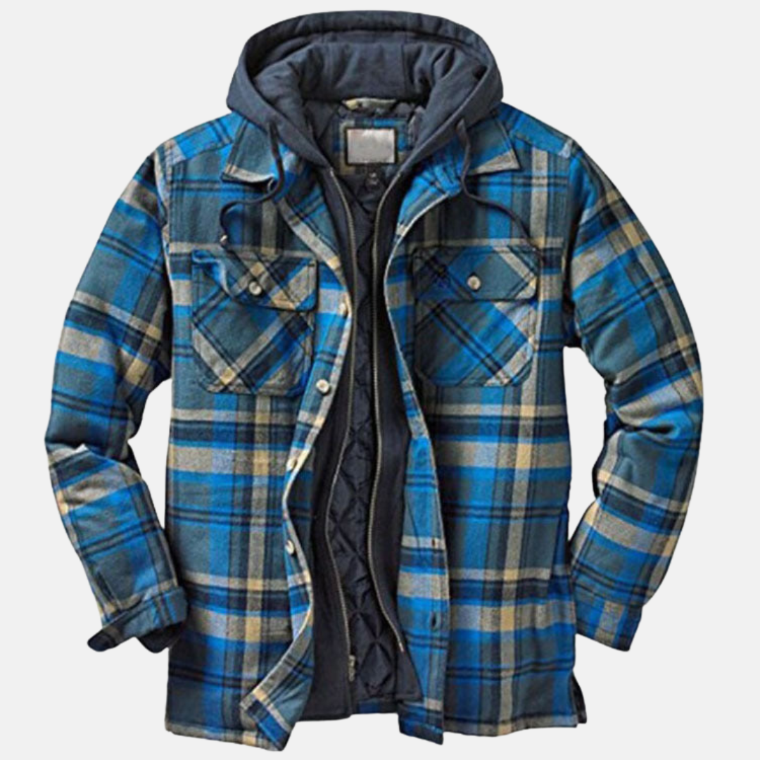 Herren Steppjacke Kariert Warm Bequem