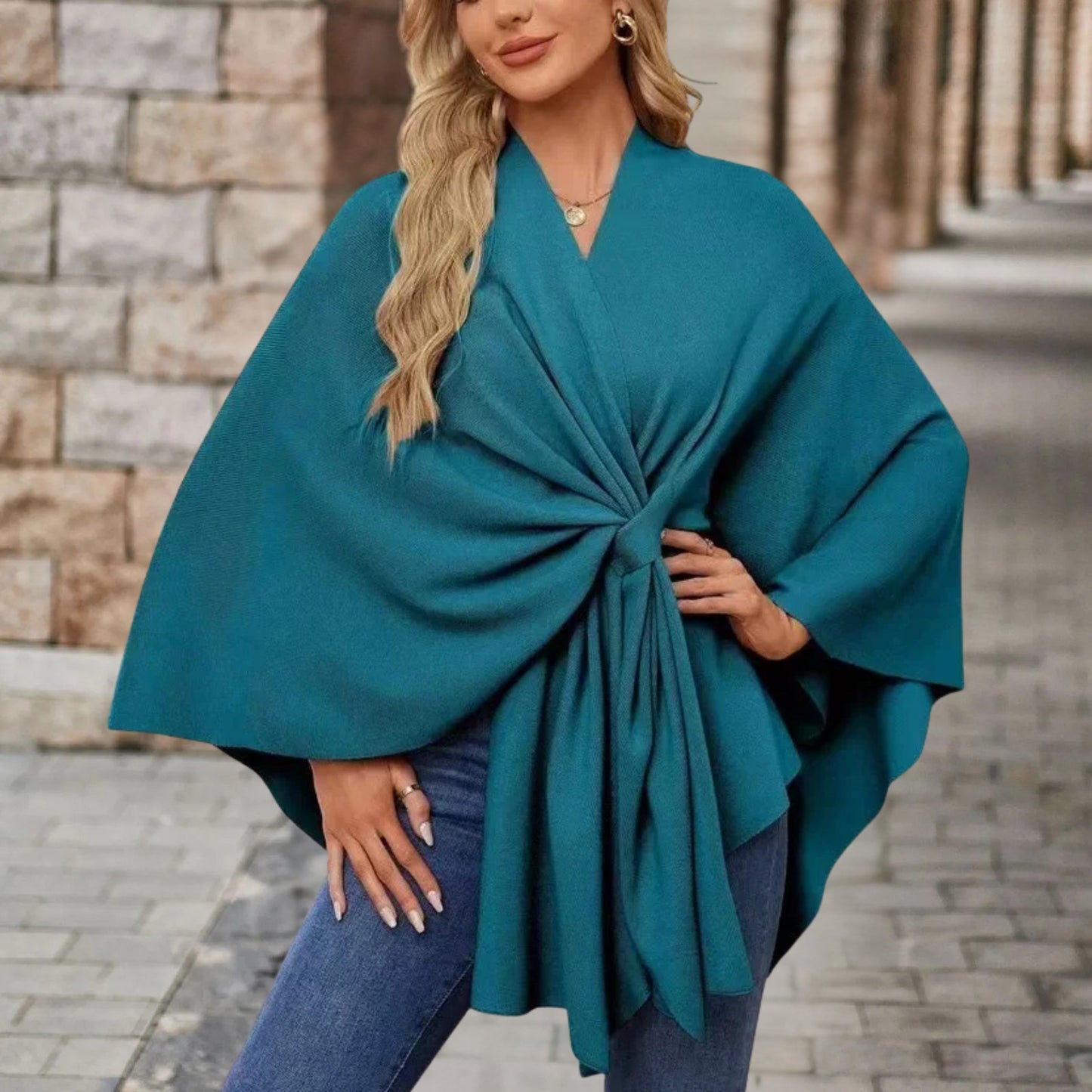 Damen Top mit Cape Effekt und Vorderknoten