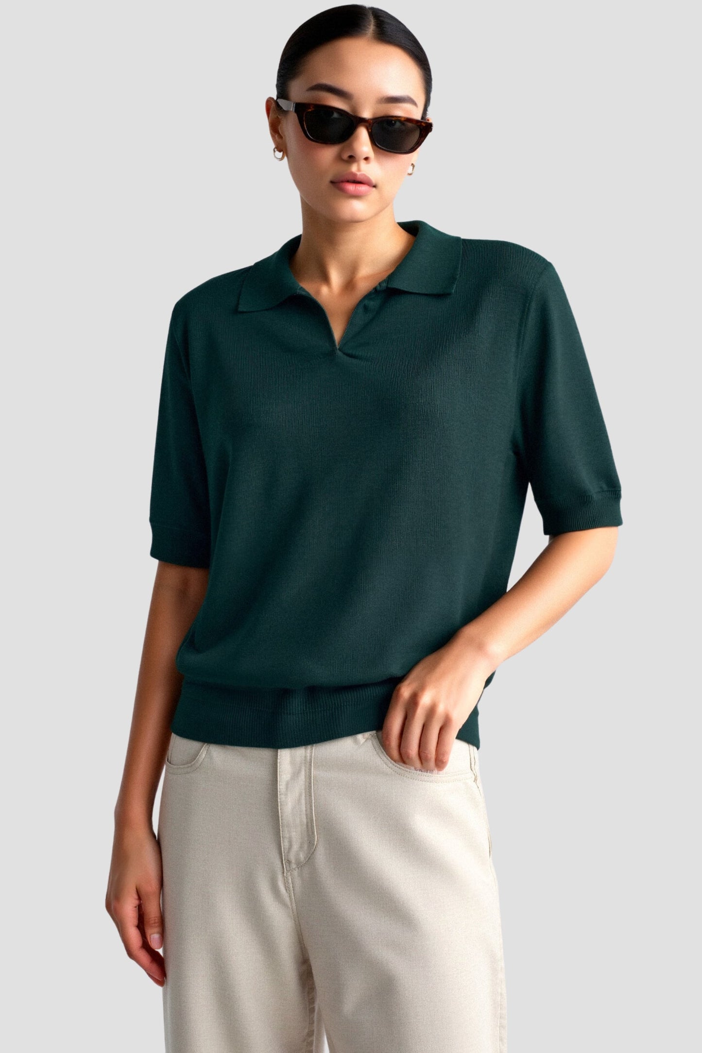 Damen Polo Shirt Bequem Kurzärmlig Sommer