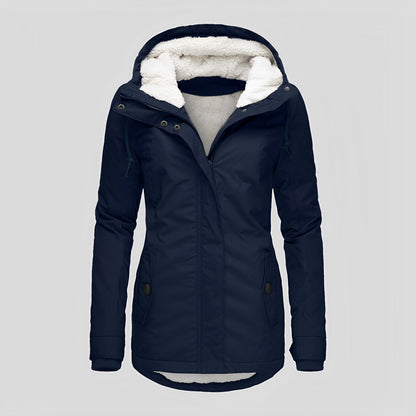 Damenschutzjacke Warm Plüsch Kapuze Winter