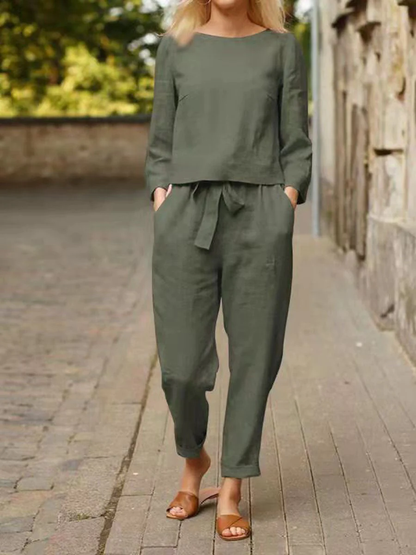 Damen Sport-Set Langarm Oberteil Hochtaille Hose