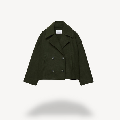 Kürzerer Damen Woll-Peacoat Elegant - IdealeKleiden