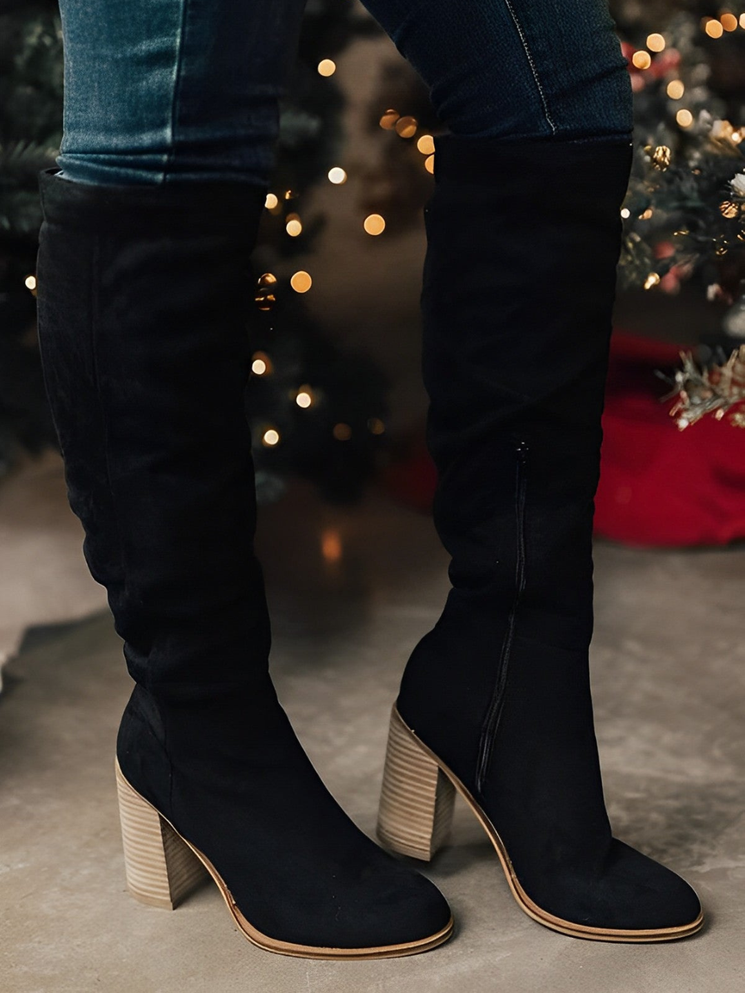 Elegante Damenstiefel Hoch Absatz Schuhe
