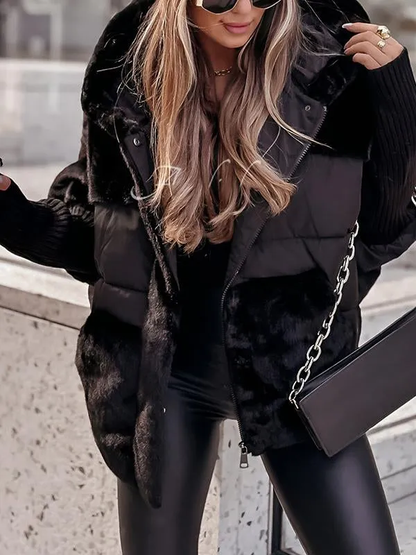 Damen Bomberjacke Kapuze Trendy Style