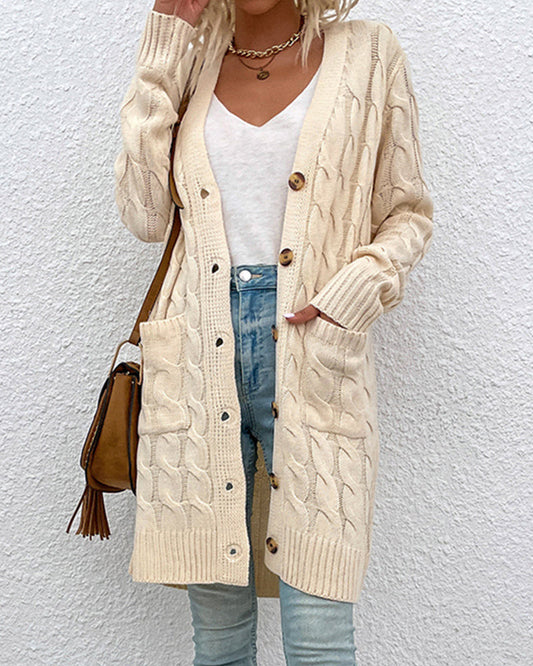 Elegante Strickjacke Langarm Unifarben Damen - IdealeKleiden