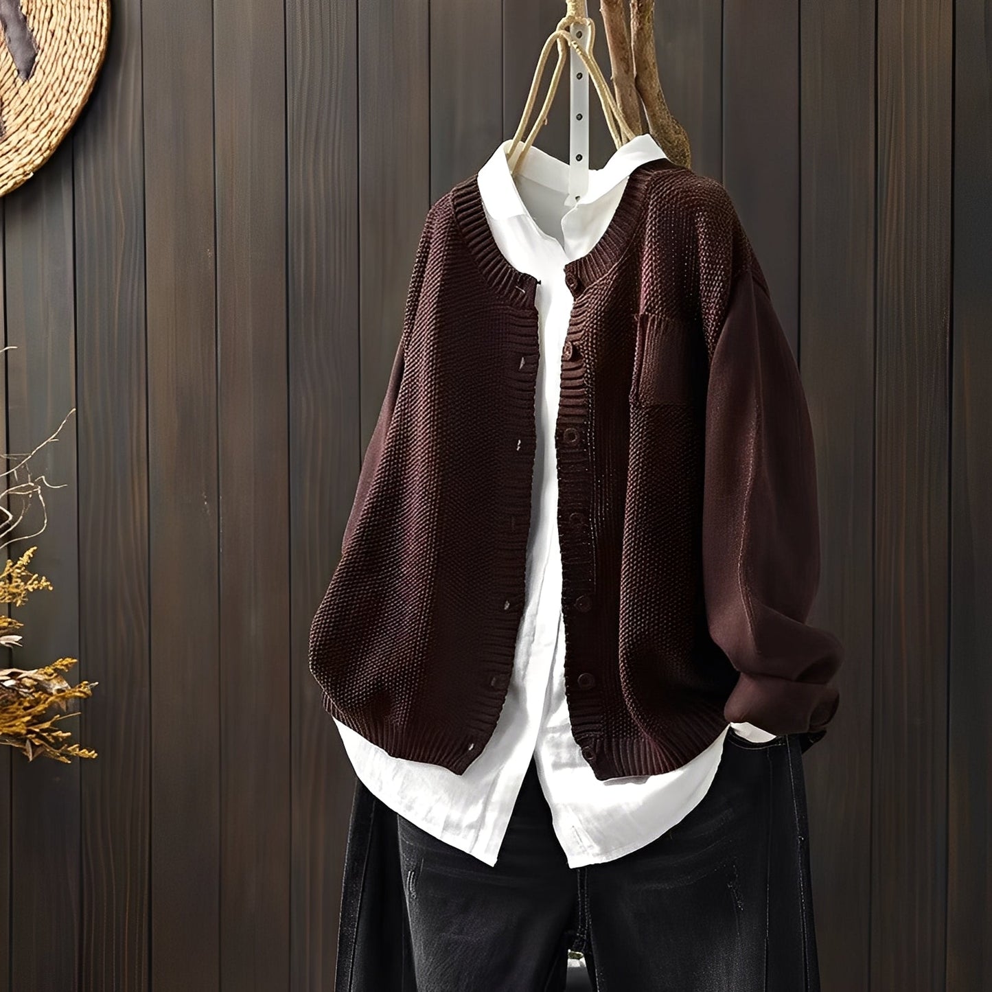 Elegante Strickjacke Damen Klassisch Geschnürt