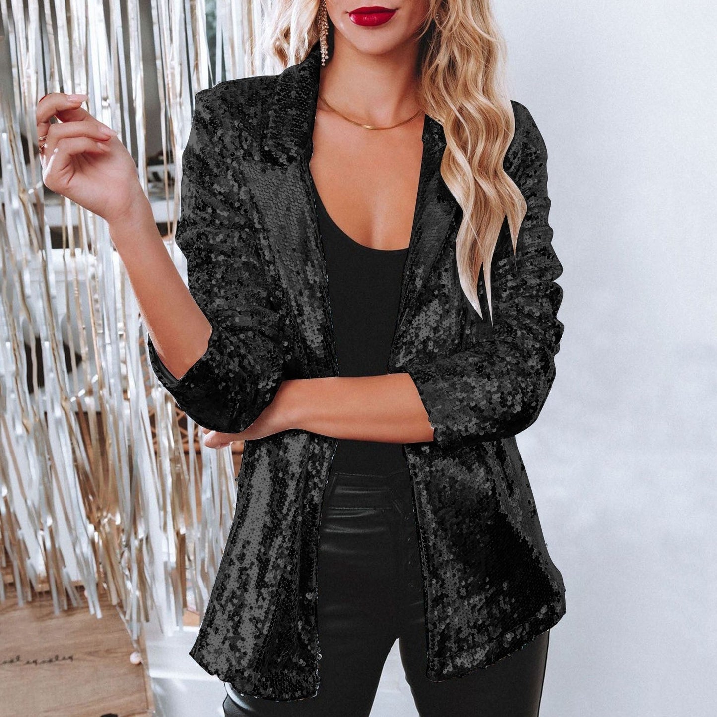 Glitzernder Pailletten Blazer Damen
